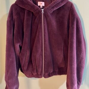 BP Nordstrom Faux Fur Burgundy Bomber Jacket